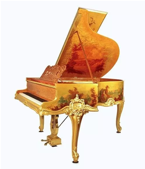 法国普雷耶&ldquo;王子&rdquo;鎏金彩绘三角钢琴
